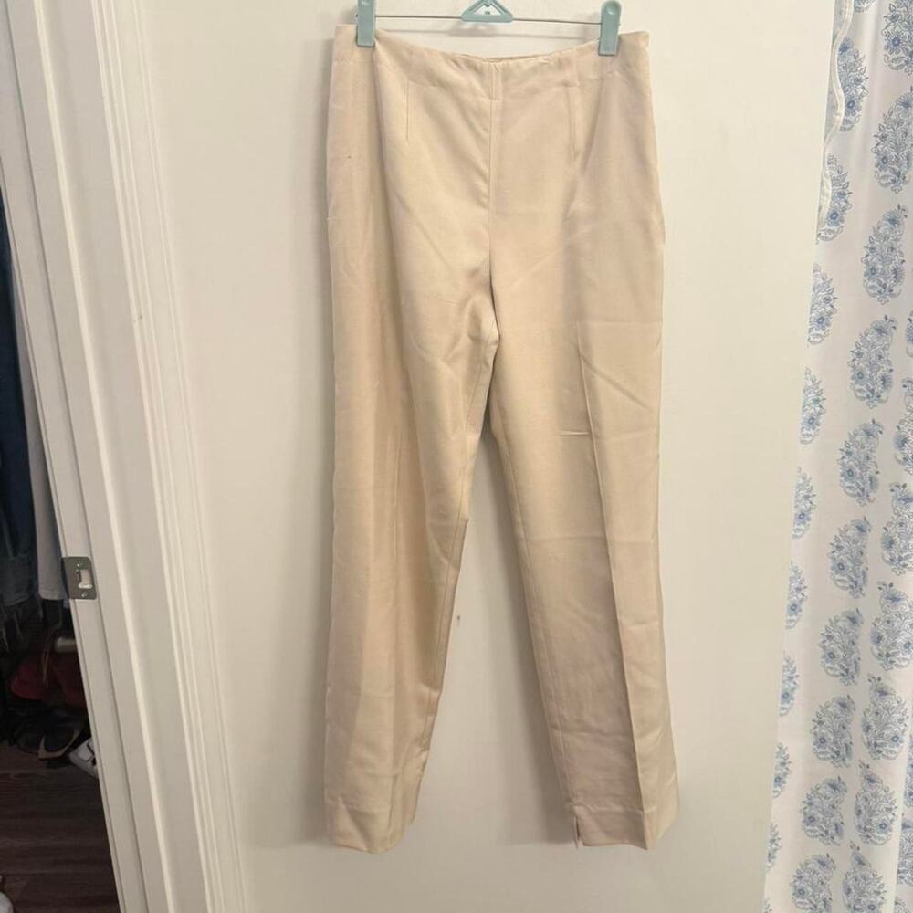 Vintage Carlisle 100% silk cream‎ straight leg trousers